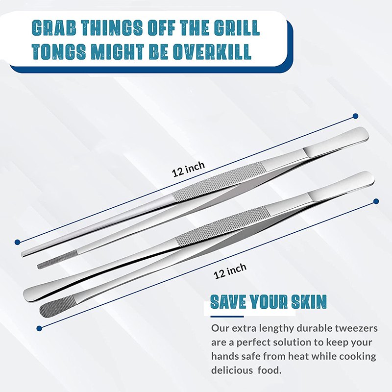 2Pcs 12-Inch Kitchen Cooking T - Feeding Tong Stainless recension och pris