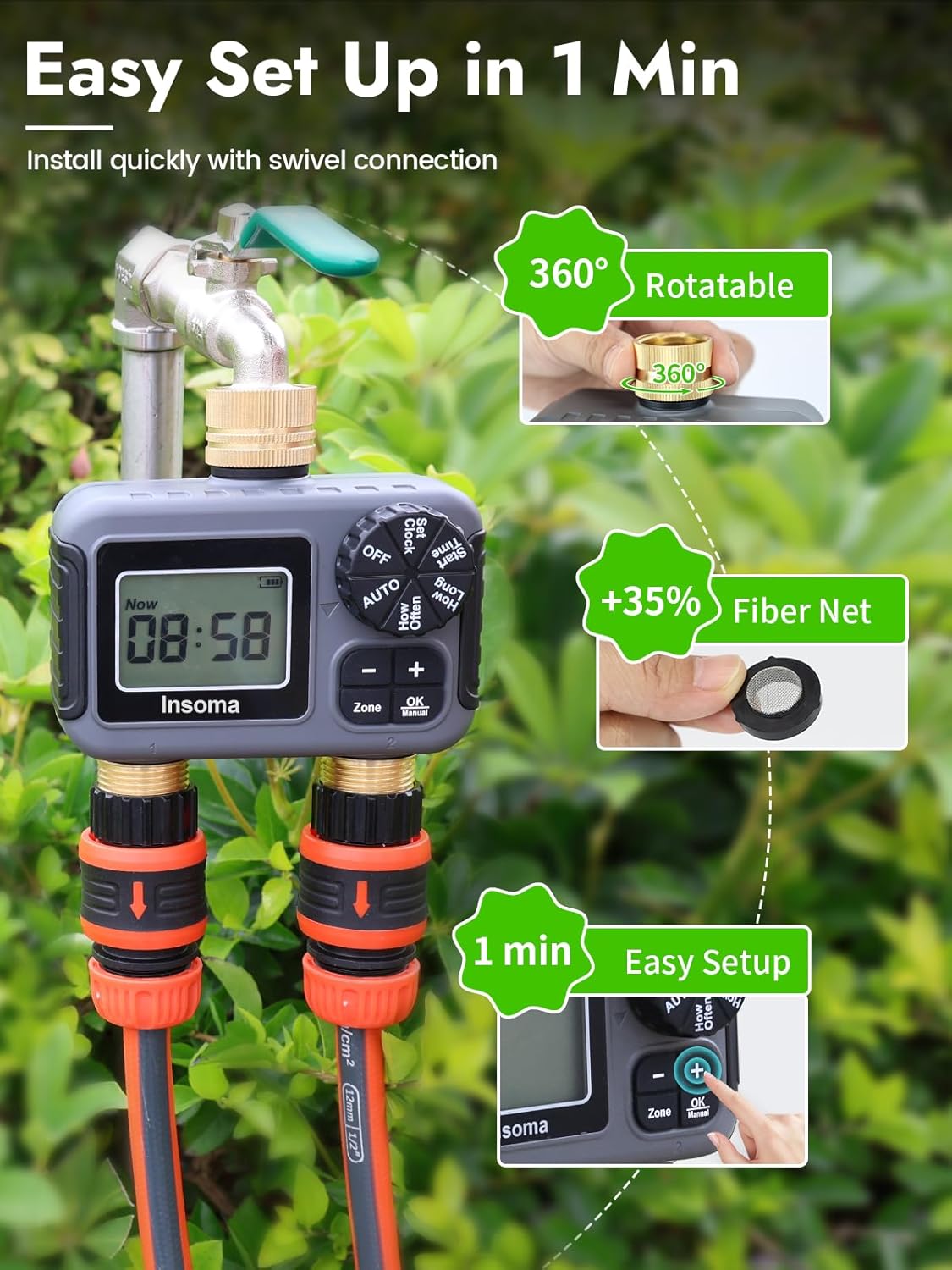 Insoma Smart Irrigation Wateri - Timer Dual Outlet recension och pris