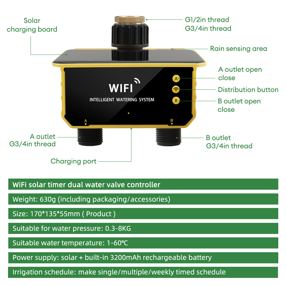 WiFi Solar Timer Dual Water Va - Timer Dual Outlet recension och pris